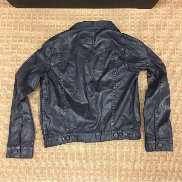 Greywire Navy Blue Coated Denim Jean Jacket Small - Picture 4 of 6